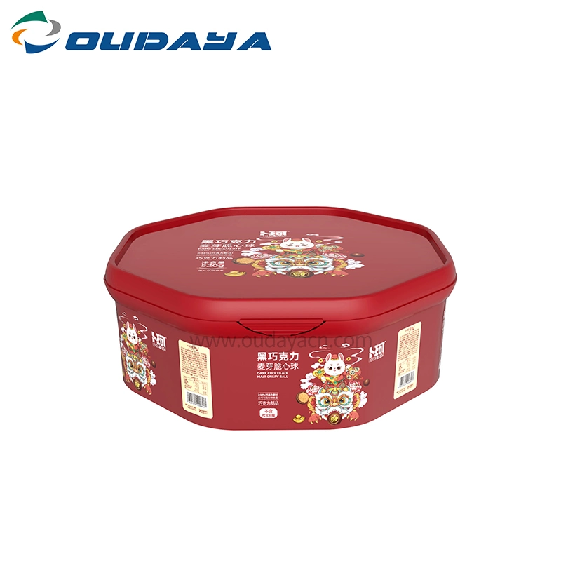 1.5L 1L Octagonal Plastic Iml Food Dates Boxes Container with Tamper Evident Lid