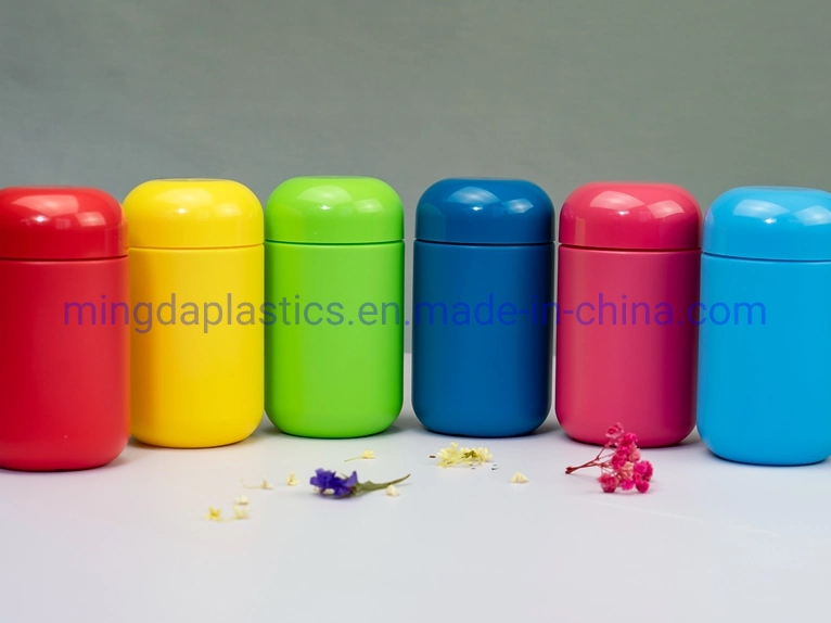 Wide-Neck Food Grade Capsules Pills Tablets Tall Cute Cylindrical HDPE Plastic Container