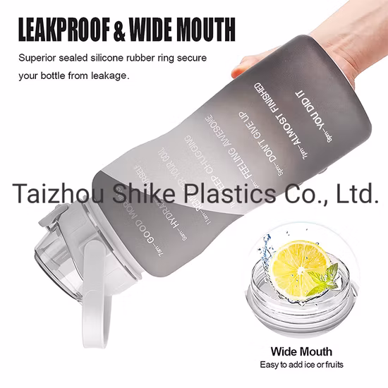 Bouteille d'eau en plastique de 2000 ml 64 oz de motivation sportive d'un demi-gallon