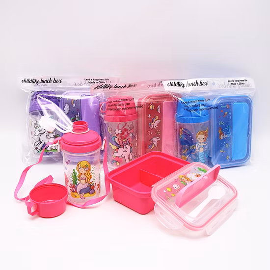 Boîte à déjeuner avec bouteille d'eau étanche en plastique personnalisé en gros Bento école boîte à lunch enfants avec ensemble de bouteille d'eau