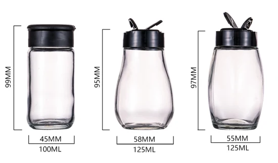 Mini bouchon en plastique 120 ml pot de sel et de poivre carré Shaker bouteille d'épices en verre pour emballage d'épices